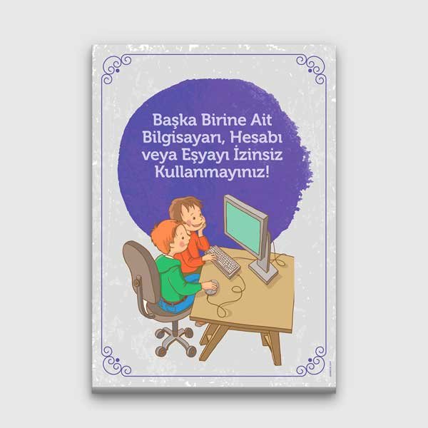 Bilgisayar ve Eşya Kullanımı İzin Eğitim Posteri - Okullar İçin B-415
