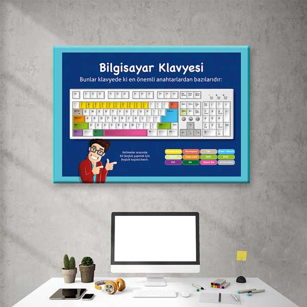 Bilgisayar Klavyesi Kısayol Eğitim Posteri B-425