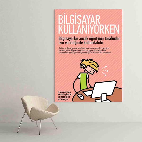 Bilgisayar Kullanım Kuralları Eğitici Poster Tablo – B-990
