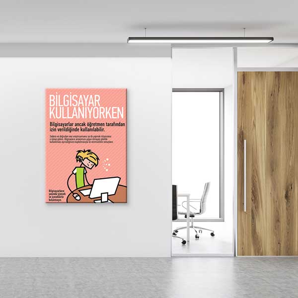 Bilgisayar Kullanım Kuralları Eğitici Poster Tablo – B-990