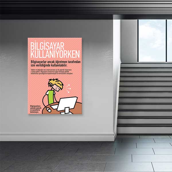 Bilgisayar Kullanım Kuralları Eğitici Poster Tablo – B-990