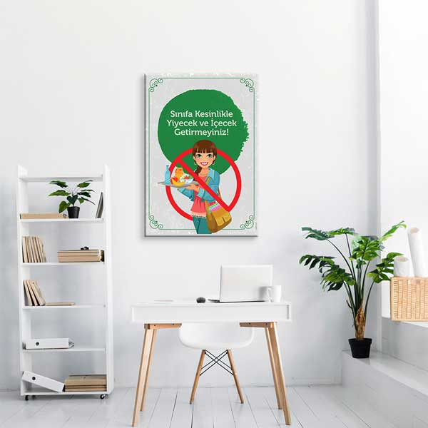 Sınıfta Yiyecek İçecek Yasağı Eğitim Posteri - Okullar İçin – B-411