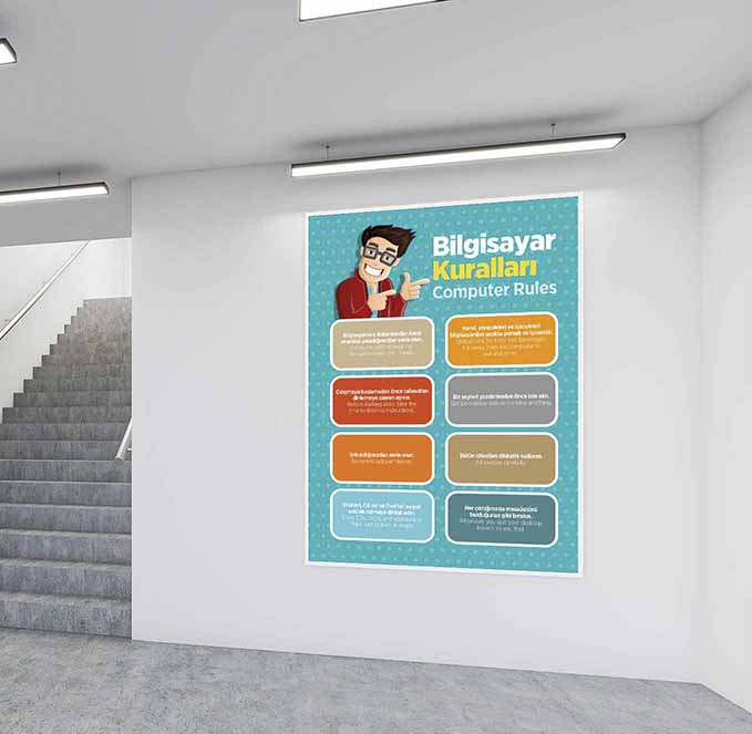 Bilgisayar Kuralları Eğitim Tablosu - Okullar İçin Duvar Dekoru – B-402