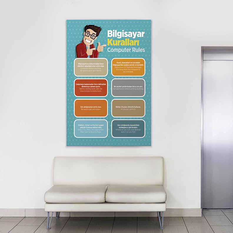 Bilgisayar Kuralları Eğitim Tablosu - Okullar İçin Duvar Dekoru – B-402