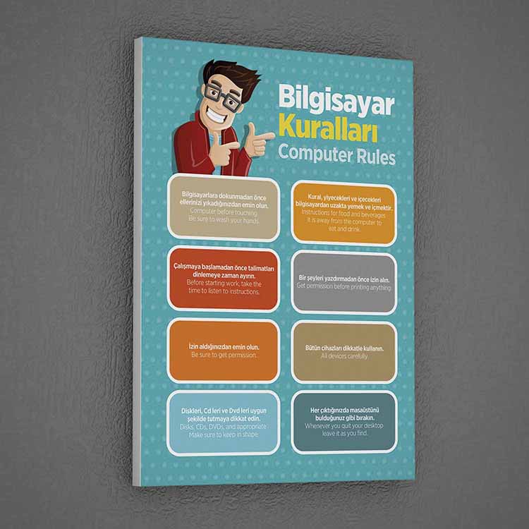 Bilgisayar Kuralları Eğitim Tablosu - Okullar İçin Duvar Dekoru – B-402