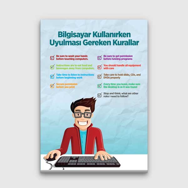 Bilgisayar Kullanım Kuralları Eğitim Posteri - Okullar İçin B-403