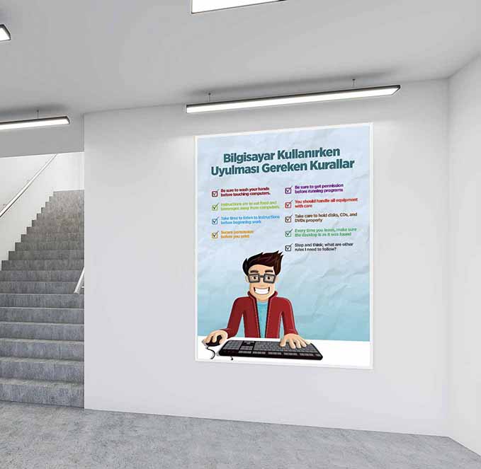 Bilgisayar Kullanım Kuralları Eğitim Posteri - Okullar İçin – B-403