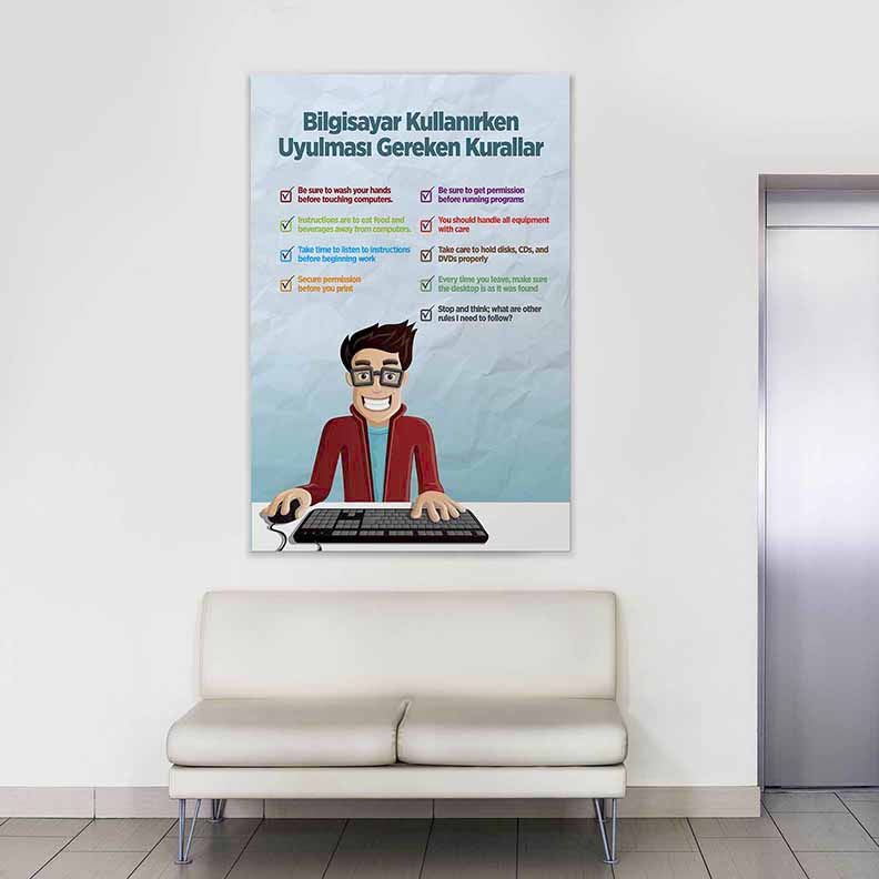 Bilgisayar Kullanım Kuralları Eğitim Posteri - Okullar İçin – B-403