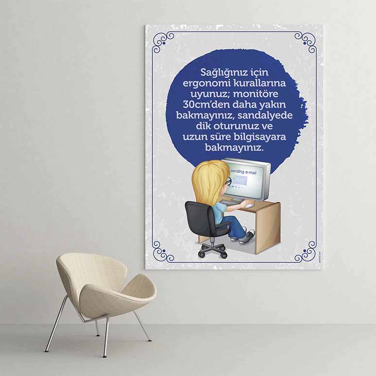 bt-sinifi-duvar-dekoru-b-410-01 Ergonomik Bilgisayar Kullanımı Eğitim Posteri - Okullar İçin – B-410