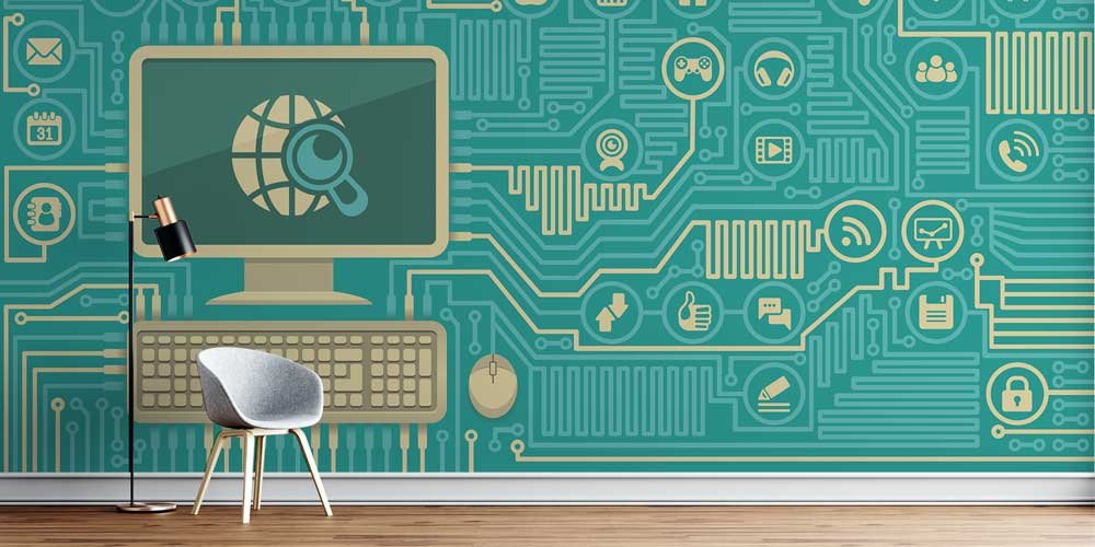 bt-sinifi-duvar-kagidi-1098-00 Bilgisayar Devre Kartı Desenli Duvar Kağıdı - BT Sınıfı & Teknoloji Alanları 1098