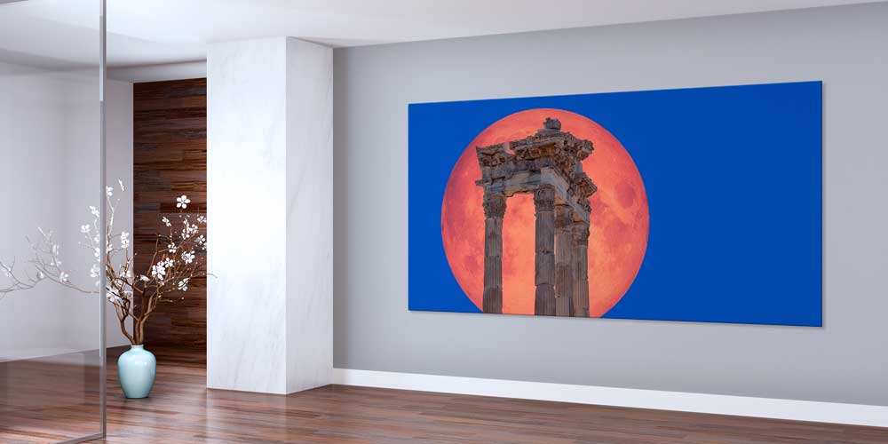 Dolunay Fonlu Antik Sütunlar Manzaralı Büyük Ebat Duvar Dekor Ürünü 11883