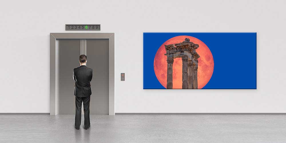 Dolunay Fonlu Antik Sütunlar Manzaralı Büyük Ebat Duvar Dekor Ürünü 11883