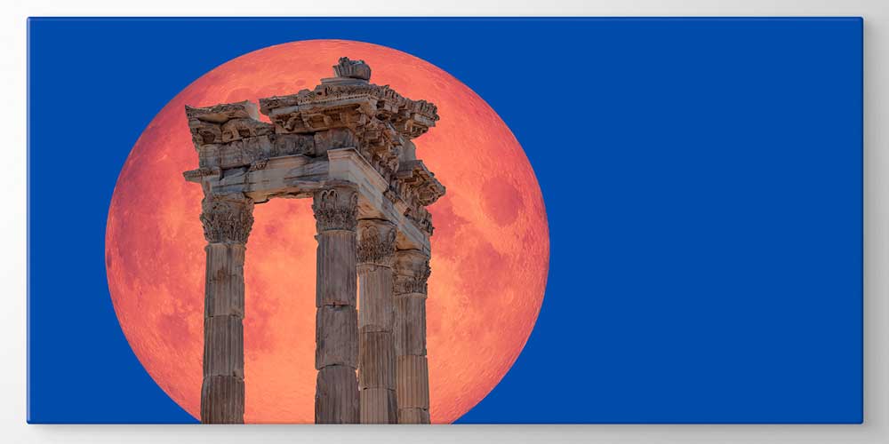 Dolunay Fonlu Antik Sütunlar Manzaralı Büyük Ebat Duvar Dekor Ürünü 11883