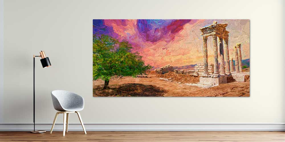 Sanatsal Antik Mimari Manzaralı Büyük Ebat Duvar Dekor Ürünü 11882