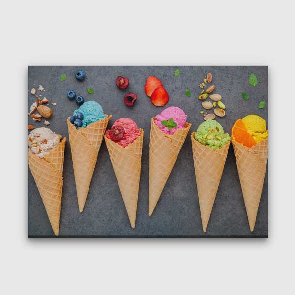 Renkli Dondurma Külahları Kanvas Duvar Tablosu – 12203