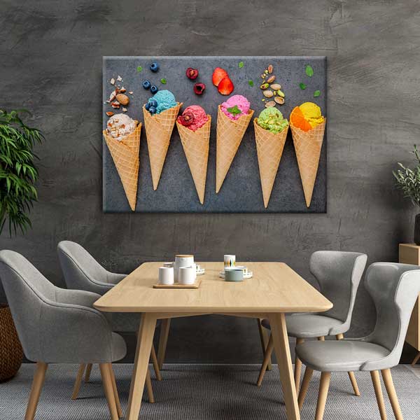 Renkli Dondurma Külahları Kanvas Duvar Tablosu – 12203