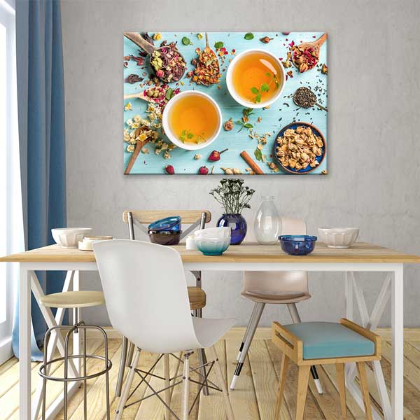 cafe-wall-art-12209-01 Bitki Çayı ve Baharatlar Kanvas Duvar Tablosu – 12209