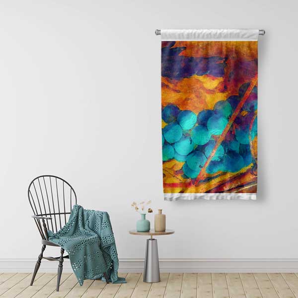 cafe-wall-art-banner-12596-01 Soyut Üzüm Desenli Renkli Duvar Flaması 12596