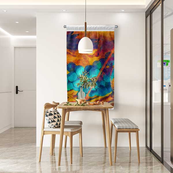 cafe-wall-art-banner-12596-02 Soyut Üzüm Desenli Renkli Duvar Flaması 12596