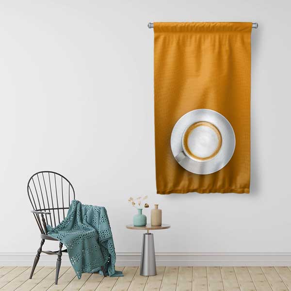 Kahve Fincanı Görselli Kafe Duvar Flaması 12614