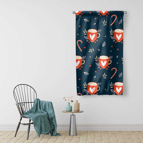 Kahve Temalı Kalpli Kupa Desenli Duvar FlamasıQ 12616