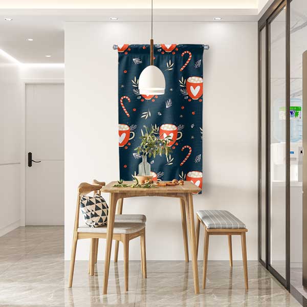 Kahve Temalı Kalpli Kupa Desenli Duvar FlamasıQ 12616