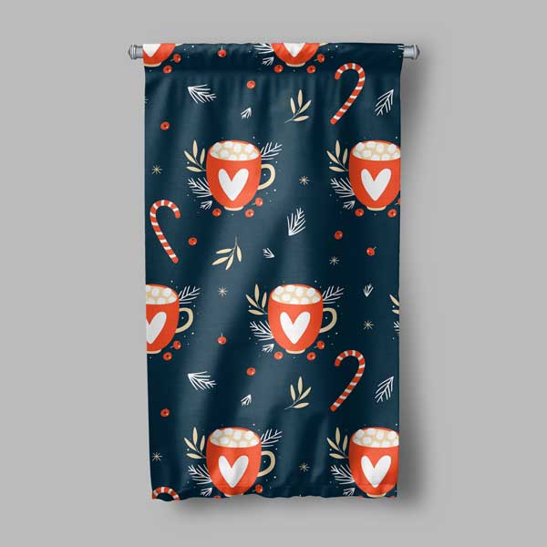 Kahve Temalı Kalpli Kupa Desenli Duvar FlamasıQ 12616