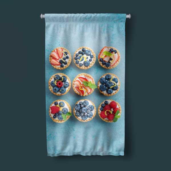 Meyveli Tart Desenli Kafe Duvar Flaması 12618