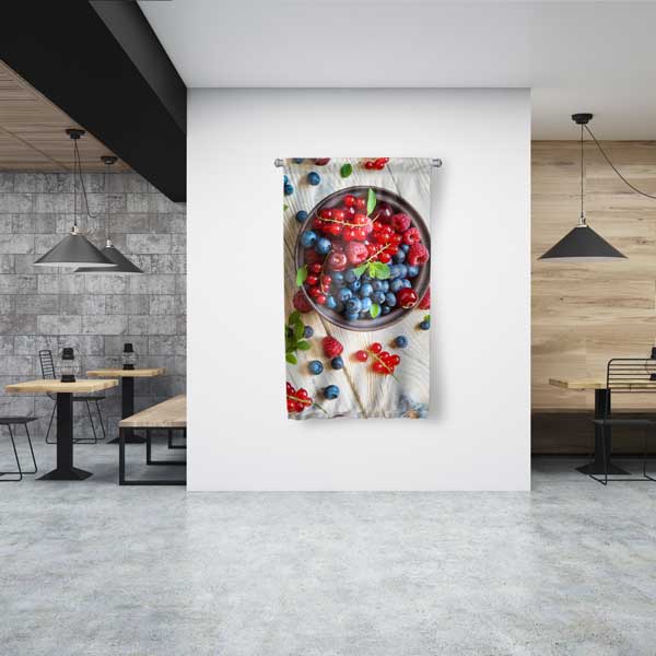 Orman Meyveli Kafe Duvar Flaması Kumaş Baskı Dekor 12621