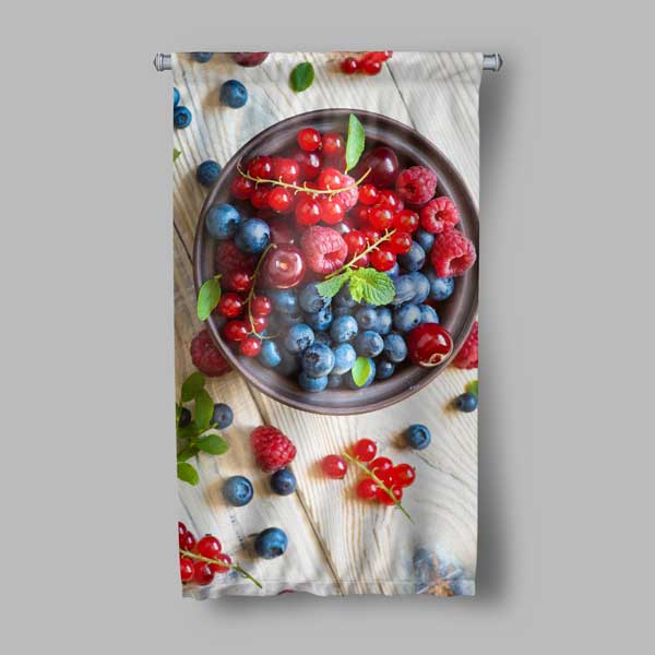 Orman Meyveli Kafe Duvar Flaması Kumaş Baskı Dekor 12621