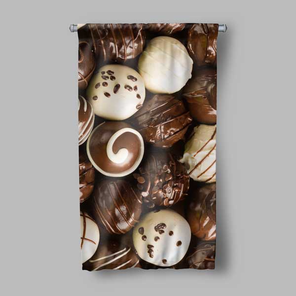 Çikolata Desenli Kafe Duvar Flaması Kumaş Baskı 12622