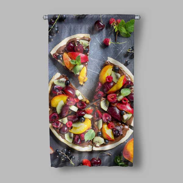 Meyve Pizzalı Kafe Duvar Flaması Kumaş Baskı 12623