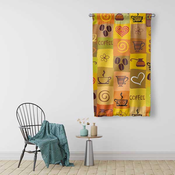 Renkli Meyve Desenli Kafe Duvar Flaması 12624