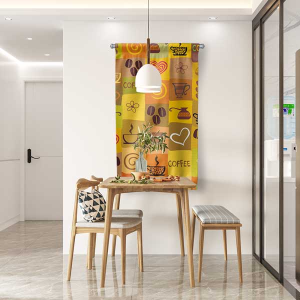 Renkli Meyve Desenli Kafe Duvar Flaması 12624