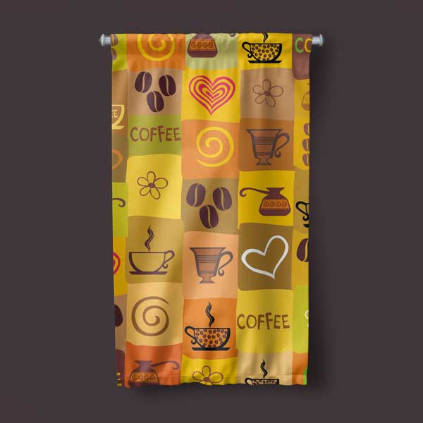 Renkli Meyve Desenli Kafe Duvar Flaması 12624