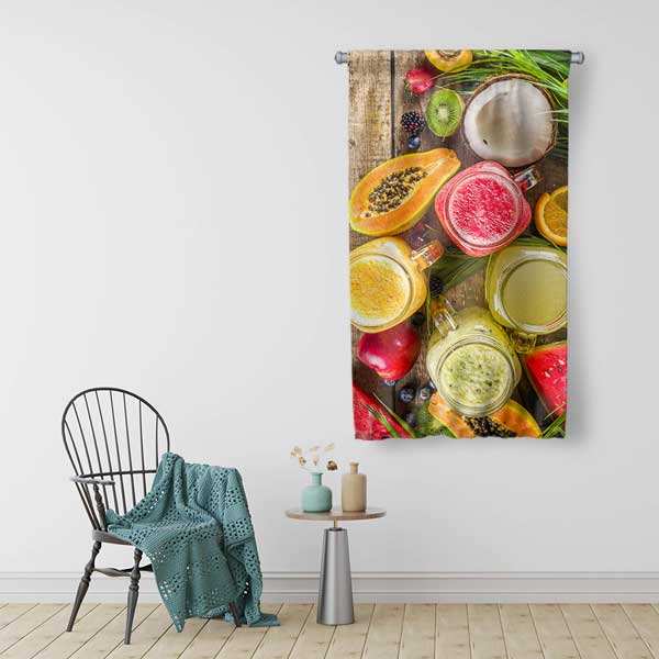 Taze Meyve Suları Temalı Kafe Duvar Flaması 12625