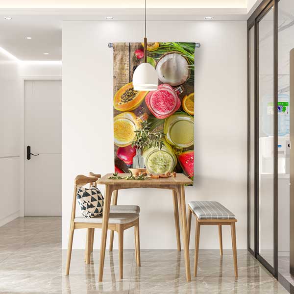 Taze Meyve Suları Temalı Kafe Duvar Flaması 12625