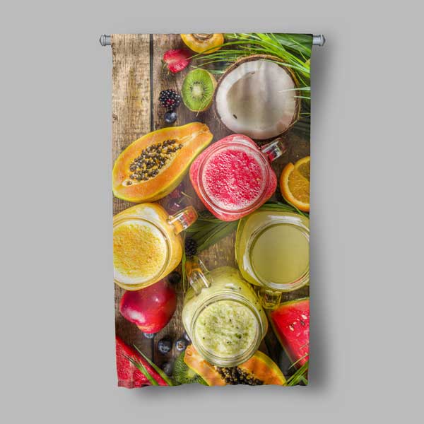 Taze Meyve Suları Temalı Kafe Duvar Flaması 12625