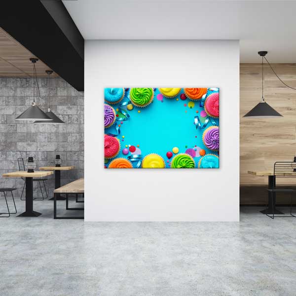 Renkli Cupcake Tasarımlı Kanvas Duvar Tablosu – 12193