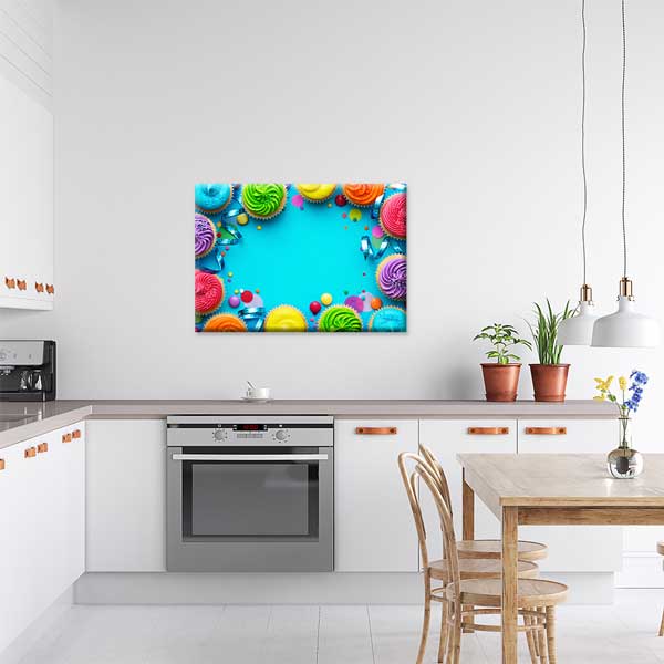 Renkli Cupcake Tasarımlı Kanvas Duvar Tablosu – 12193