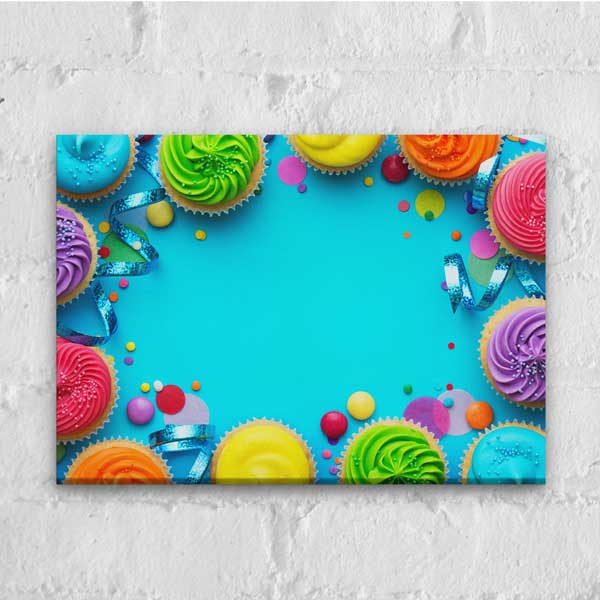 Renkli Cupcake Tasarımlı Kanvas Duvar Tablosu – 12193