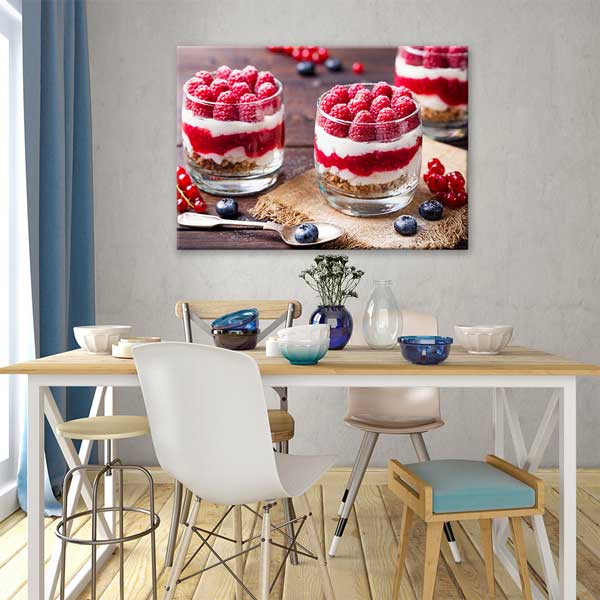cafe-wall-art-decor-12197-01 Frambuazlı Tatlı Tasarımlı Kanvas Duvar Tablosu – 12197