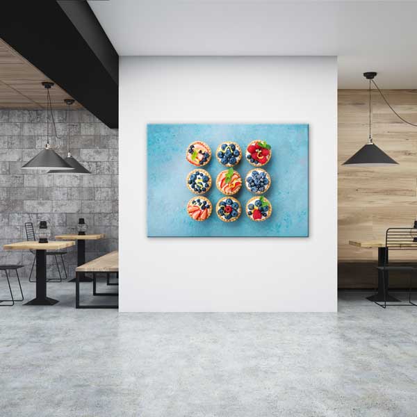 cafe-wall-art-decor-12198-02 Meyveli Mini Turtalar Tasarımlı Kanvas Duvar Tablosu – 12198