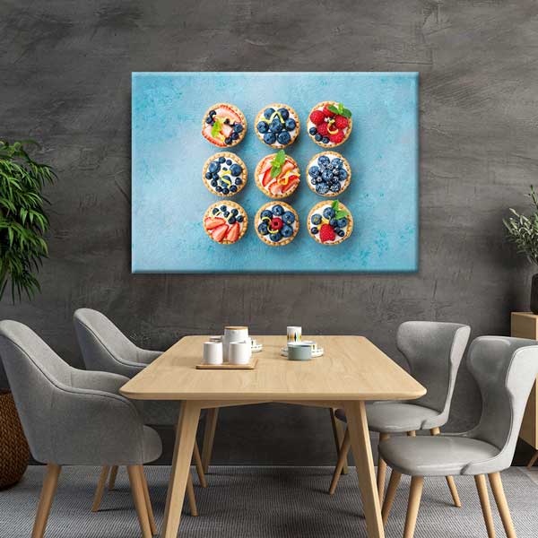 cafe-wall-art-decor-12198-04 Meyveli Mini Turtalar Tasarımlı Kanvas Duvar Tablosu – 12198