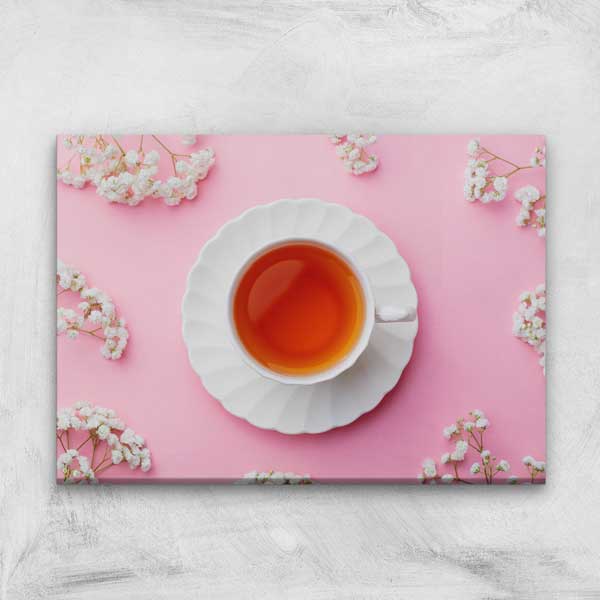 Pembe Fon Üzerinde Çay Fincanı Kanvas Duvar Tablosu – 12210