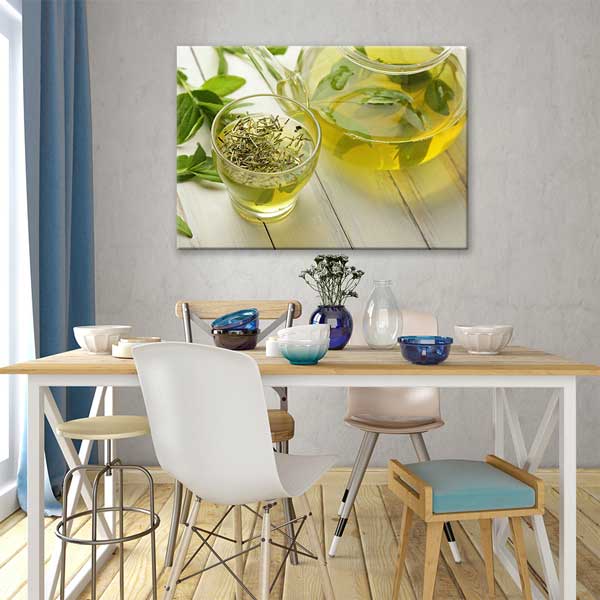 Yeşil Çay ve Demlik Kanvas Duvar Tablosu – 12211