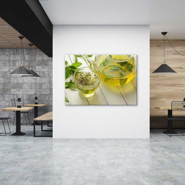 Yeşil Çay ve Demlik Kanvas Duvar Tablosu – 12211