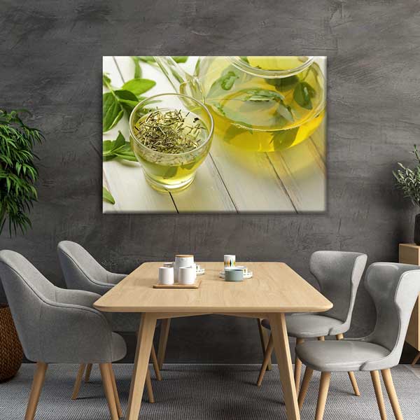 Yeşil Çay ve Demlik Kanvas Duvar Tablosu – 12211