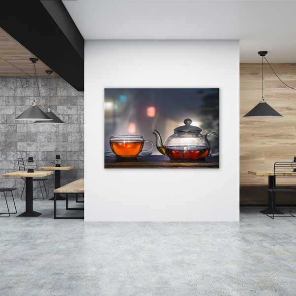 Gece Işıklı Cam Demlikte Çay Kanvas Duvar Tablosu – 12213