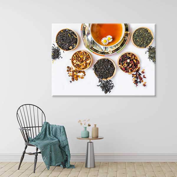 cafe-wall-art-decor-12216-03 Bitki Çayı ve Karışık Çay Çeşitleri Duvar Tablosu – 12216